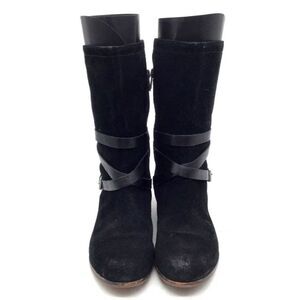 Ugg Women's Deanna Black Suede Leather Riding Boots - Size 7.5